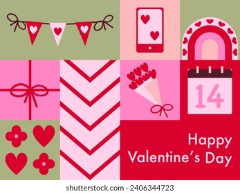 Geometric Abstract Happy Valentine’s pattern