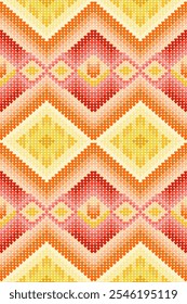Geometric abstract heart shape elements pastel color seamless knitted pattern. Native geometry decorative design for fabric, clothing, wallpaper, sweater, knitting, card, decoration, texture, print