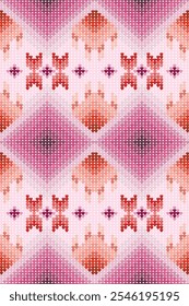 Geometric abstract heart shape elements pastel color seamless knitted pattern. Native geometry decorative design for fabric, clothing, wallpaper, sweater, knitting, card, decoration, texture, print