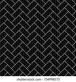Geometric abstract. Herringbone pattern. Rectangle slabs tessellation. Seamless surface design with slanted blocks. Repeated tiles ornament background. Mosaic motif. Pavement wallpaper. Vector image.