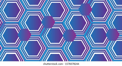 Geometric abstract hexagon background with blue and purple color