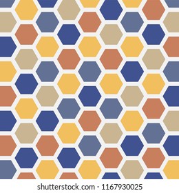 Geometric abstract hexagon grid seamless pattern design for banner, cover, background or wallpaper.