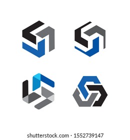 Geometric abstract hexagon icon logo design template vector illustration