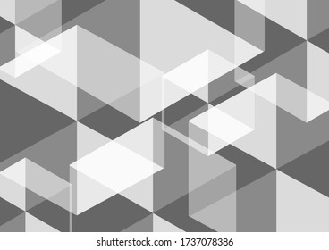 Geometric abstract hexagon perspective background in white and gray. Using for structure molecule, digital futuristic minimalism, big data visualization, technology, and science pattern template.