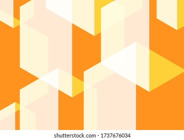 Fondo de perspectiva hexagonal abstracto geométrico en blanco y naranja. Utilizando para la molécula de estructura, el minimalismo futurista digital, la visualización de grandes datos, la tecnología y la plantilla de patrones científicos.