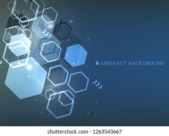 geometric abstract hexagon vector.abstract vector blue background.