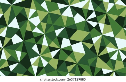 Geometric abstract horizontal pattern of triangles in shades of green
