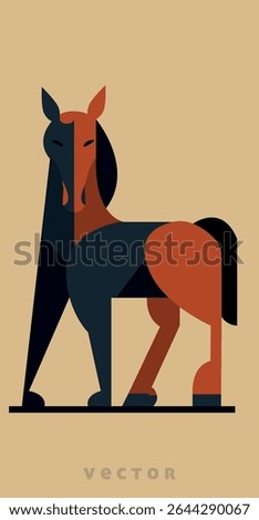 Geometric Abstract Horse Vector Illustration. Symbol of the year according to the Chinese calendar in 2026