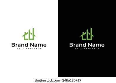 línea geométrica abstracta de la casa U letra Vector logo