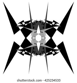 Geometric abstract illustration - Monochrome geometric abstract element isolated on white.