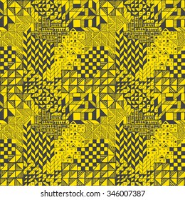 Geometric abstract illustration monotone pattern drawn pencil line, vector background.