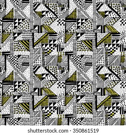 Geometric abstract illustration monotone pattern drawn pencil line, vector background.
