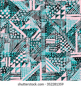 Geometric abstract illustration monotone pattern drawn pencil line, vector background.