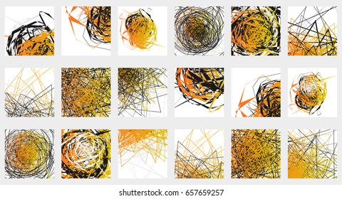 Geometric abstract illustration set. 18 different artistic composition. 