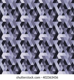 Geometric abstract image. Vector mosaic. Seamless texture. Rhombs and triangles are gray-white color