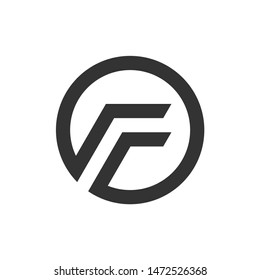 geometric abstract initial F with circle logo icon vector