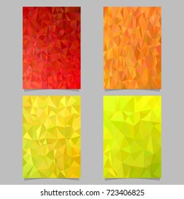 Geometric abstract irregular triangle mosaic cover template set - vector brochure background design collection from triangles in color tones