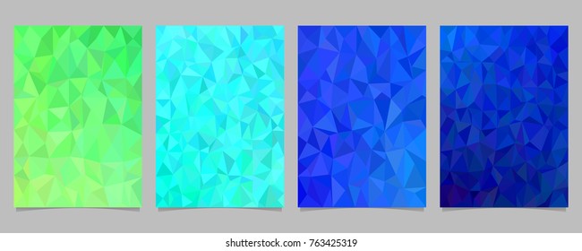 Geometric abstract irregular triangle mosaic cover template set - vector brochure background design collection from triangles in color tones