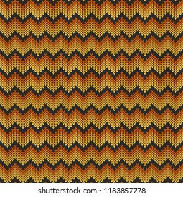 Geometric abstract knitted pattern. Autumn seamless pattern. Design for sweater, scarf, comforter or clothes texture. Vector illustration.