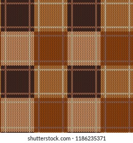 Geometric abstract knitted pattern. Autumn seamless pattern. Design for sweater, scarf, comforter or clothes texture. Vector illustration.