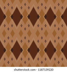Geometric abstract knitted pattern. Autumn seamless pattern. Design for sweater, scarf, comforter or clothes texture. Vector illustration.