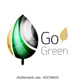 Geometric abstract leaf logo. Vector colorful icon