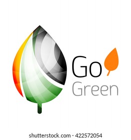 Geometric abstract leaf logo. Vector colorful icon