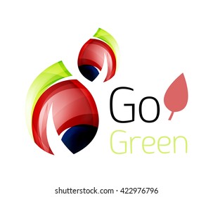 Geometric abstract leaf logo. Vector colorful icon
