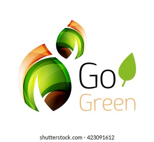 Geometric abstract leaf logo. Vector colorful icon