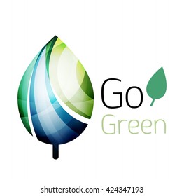 Geometric abstract leaf logo. Vector colorful icon