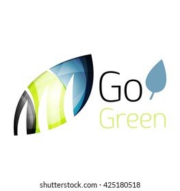 Geometric abstract leaf logo. Vector colorful icon