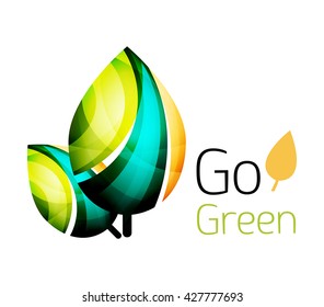 Geometric abstract leaf logo. Vector colorful icon