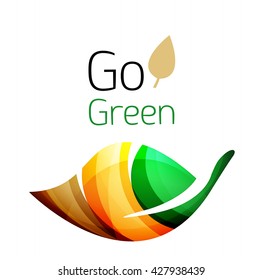 Geometric abstract leaf logo. Vector colorful icon