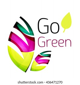 Geometric abstract leaf logo. Vector colorful icon