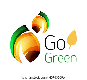 Geometric abstract leaf logo. Vector colorful icon