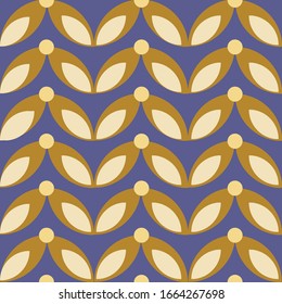 Geometric Abstract leaves Pattern. Mid-century modern nature inspired leafy seamless vector repeat pattern perfect for wallpaper, fabrics, interior projects,packaging and printing or as art prints.