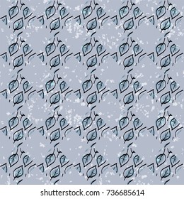 Geometric Abstract Leaves Seamless Pattern. Pastel mint color and black. Hand Drawn backdrop for wallpaper, textile, invitations, wedding, wrapping papers, etc. Vector