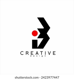 Diseño del logotipo de la letra abstracta geométrica I B.