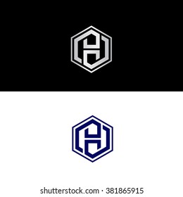 Geometric abstract letter H placed in polygon 