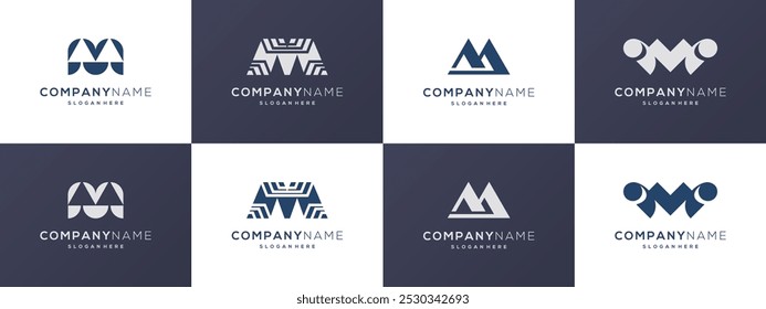 Ideas de Vector de logotipo de letra M abstracta geométrica. Diseño moderno basado en la Plantilla de iconos.	
