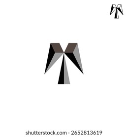 Logotipo Abstractas geométrico del monograma de la letra T con el fondo blanco. 