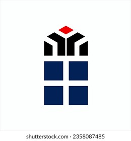Geometric abstract letter Y logo design with window and diamond symbols. Unique concept logo.