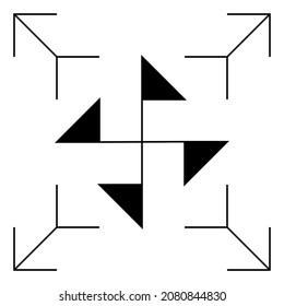 Geometric Abstract Line Element. Black And White Modern Poster. Abstract Wall Art. Digital Art Of Interior Decoration For Print