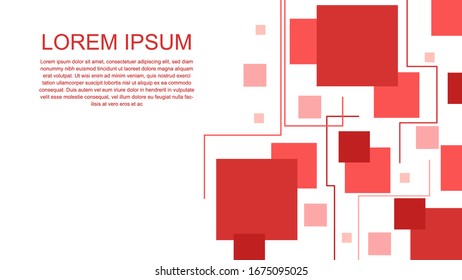 Geometric abstract line shapes square red vector background
