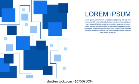 Geometric abstract line shapes square blue vector background