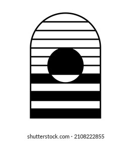 Geometric abstract linear icon. Minimalist Geometrical Abstract Art Mid Century Modern Style Black And White Artwork