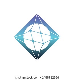 geometric abstract with lines connecting to circles. logo template