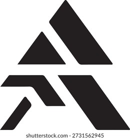Geometrisches abstraktes Logo - Schwarzes Vektordesign mit Dreiecken - Trapez und Parallelogramm in symmetrischem Layout