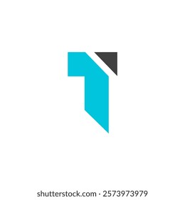 A geometric abstract logo consisting of two intersecting shapes latter T