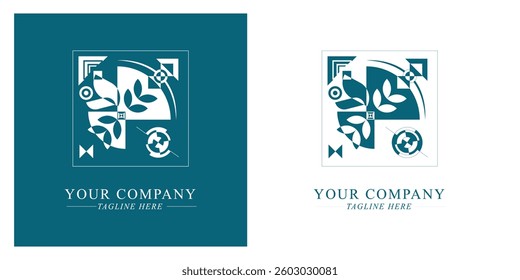 A geometric abstract logo design inspiration. A company logo with abstract shapes is unique.